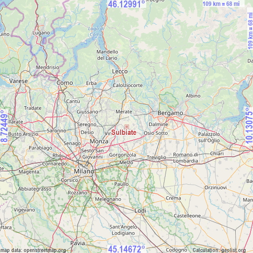 Sulbiate on map