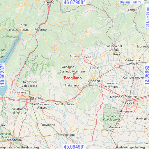 Brogliano on map