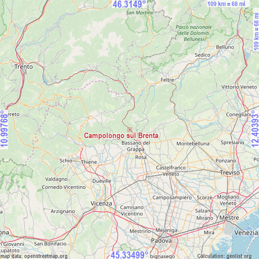 Campolongo sul Brenta on map