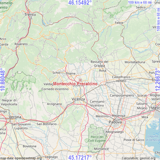 Montecchio Precalcino on map