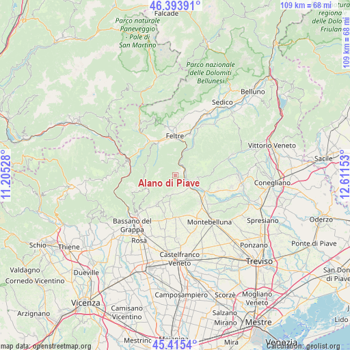 Alano di Piave on map