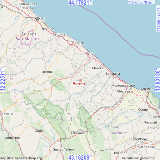 Barchi on map