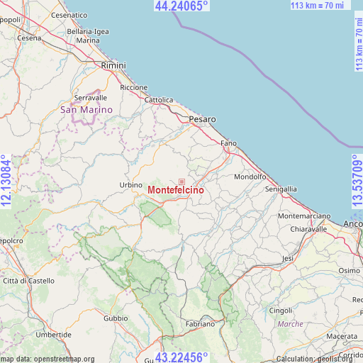 Montefelcino on map