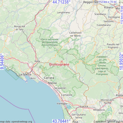 Giuncugnano on map