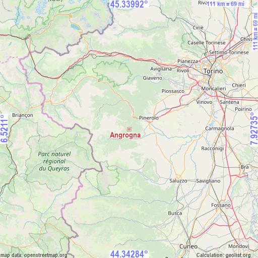 Angrogna on map