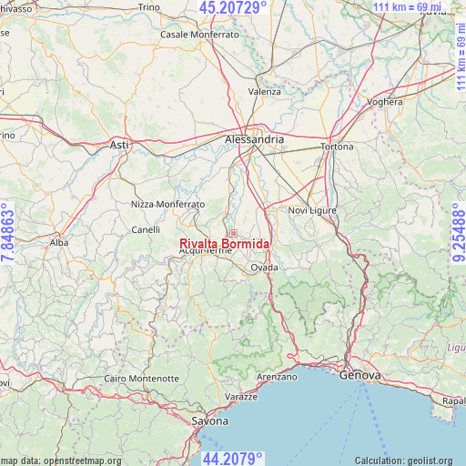 Rivalta Bormida on map