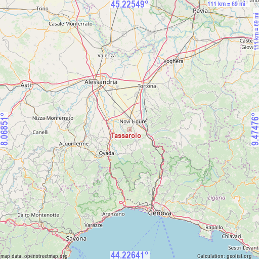 Tassarolo on map