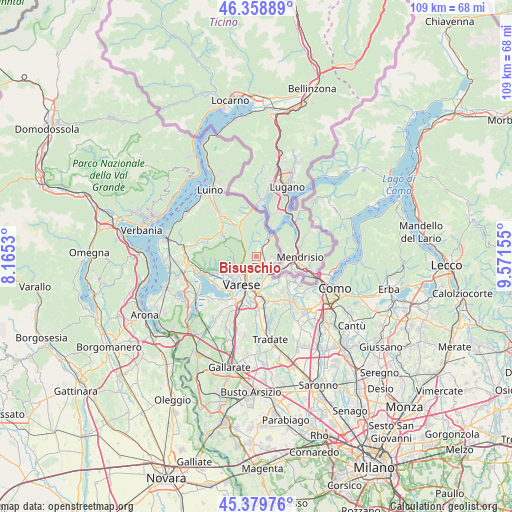 Bisuschio on map