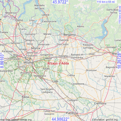 Arzago d'Adda on map