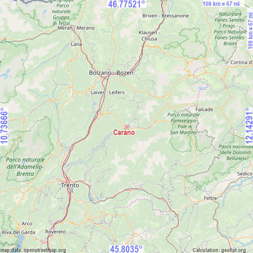 Carano on map