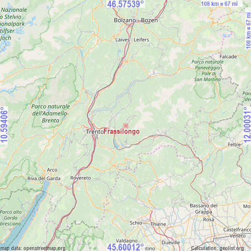 Frassilongo on map