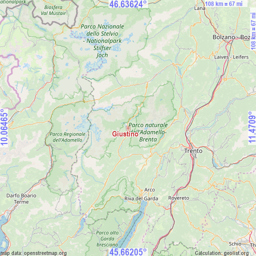 Giustino on map