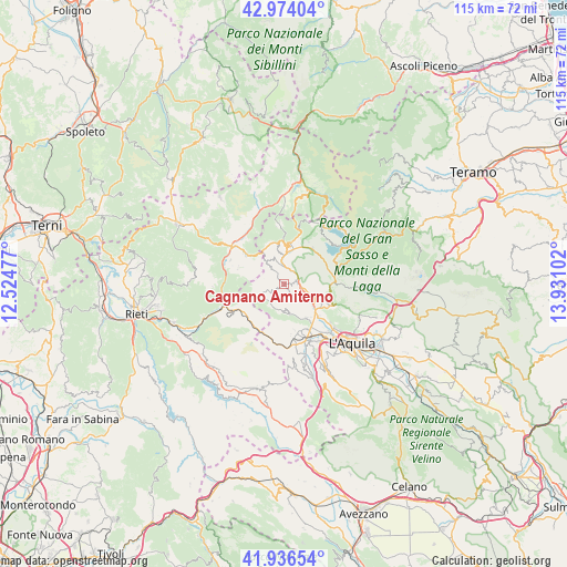 Cagnano Amiterno on map