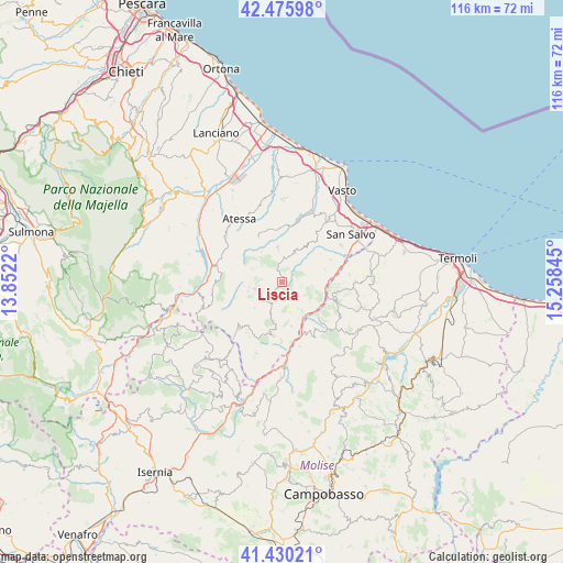 Liscia on map