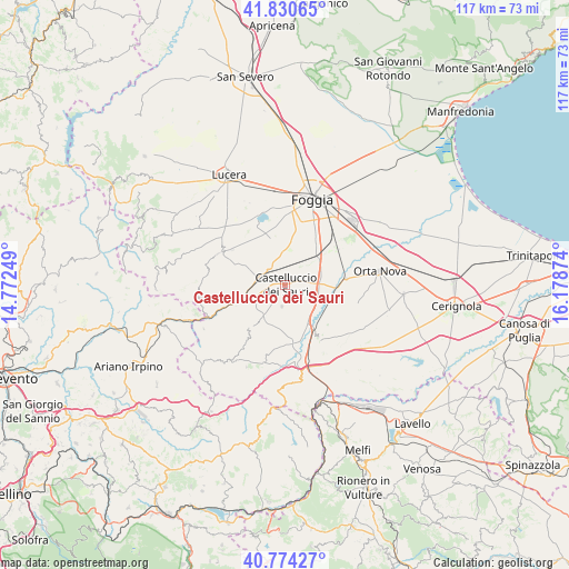 Castelluccio dei Sauri on map