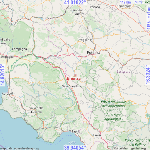 Brienza on map