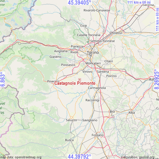 Castagnole Piemonte on map