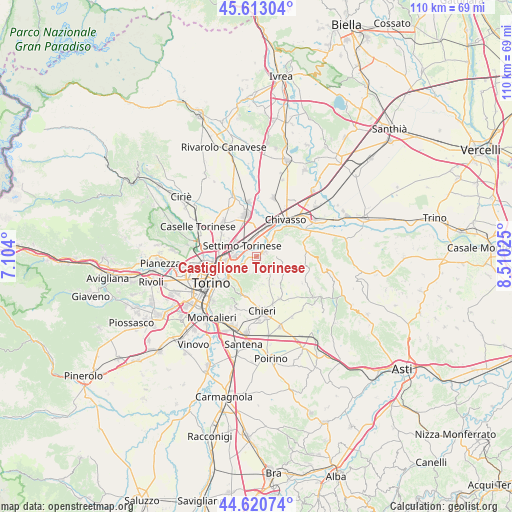 Castiglione Torinese on map