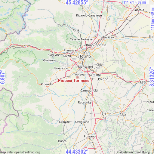 Piobesi Torinese on map