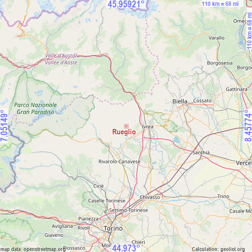 Rueglio on map