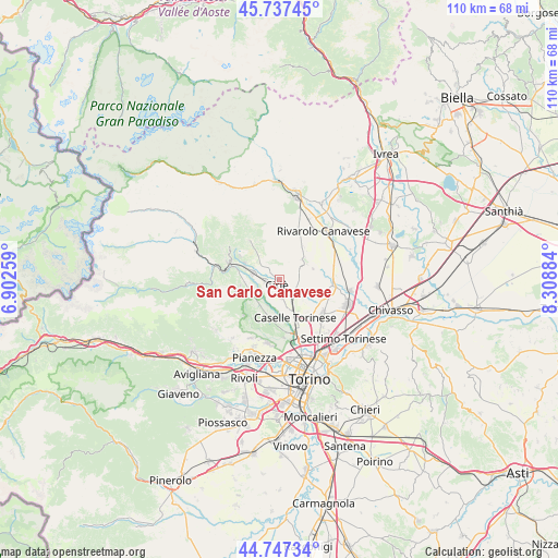 San Carlo Canavese on map