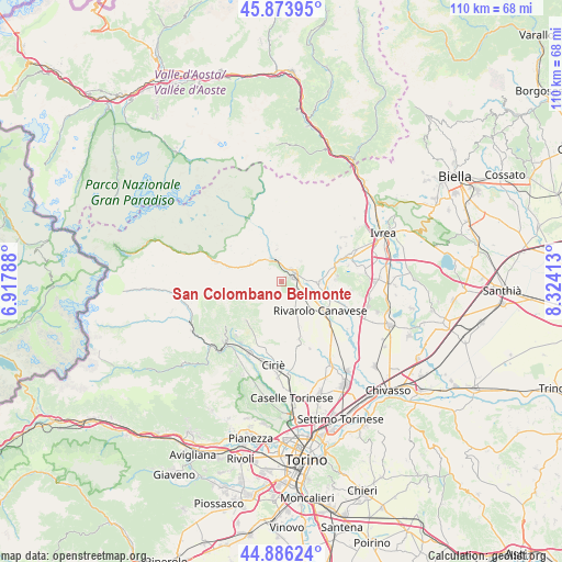 San Colombano Belmonte on map