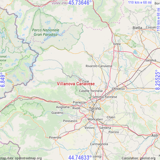 Villanova Canavese on map