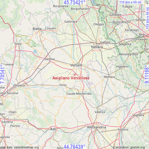 Asigliano Vercellese on map