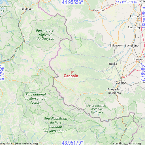 Canosio on map