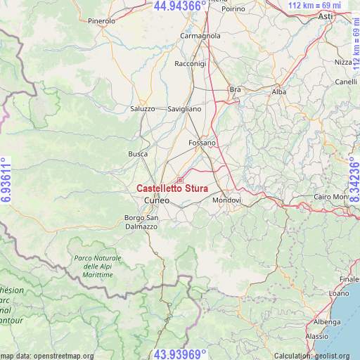 Castelletto Stura on map