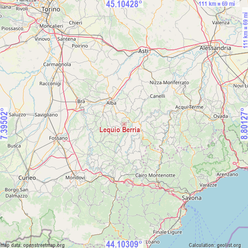 Lequio Berria on map