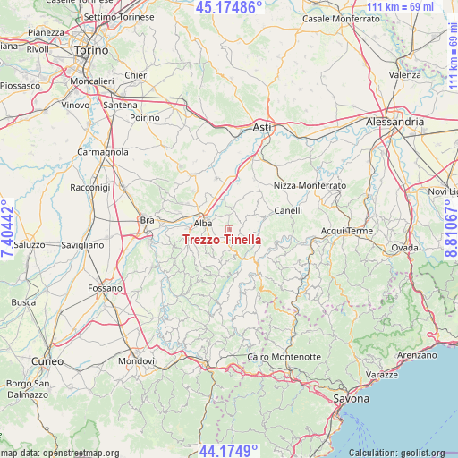 Trezzo Tinella on map