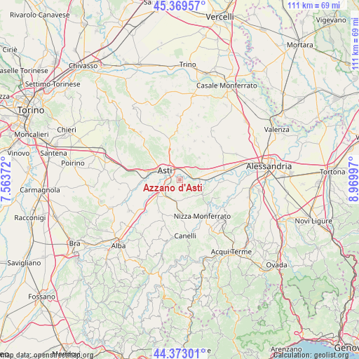 Azzano d'Asti on map