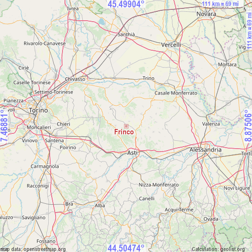 Frinco on map