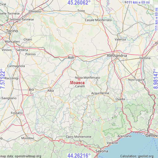 Moasca on map