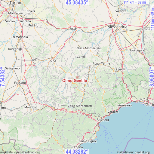 Olmo Gentile on map