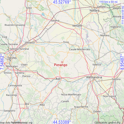 Penango on map