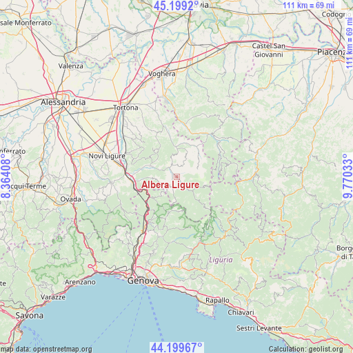 Albera Ligure on map