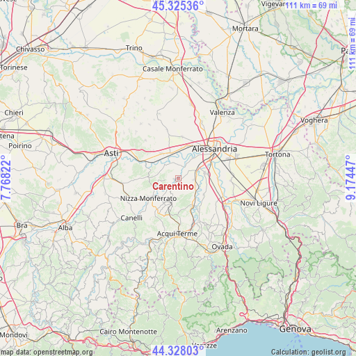 Carentino on map