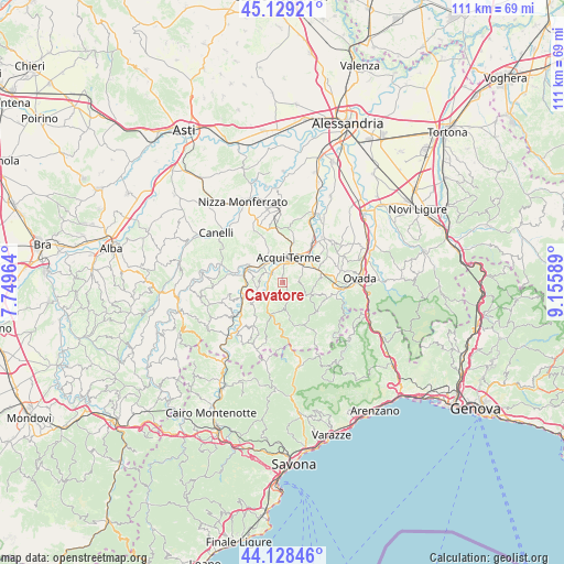 Cavatore on map