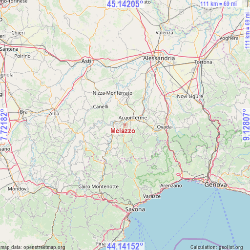 Melazzo on map