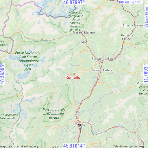 Romallo on map