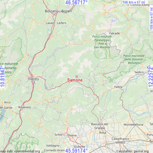 Samone on map