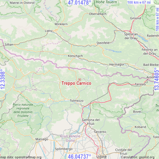 Treppo Carnico on map