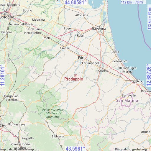 Predappio on map