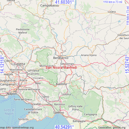 San Nicola Manfredi on map