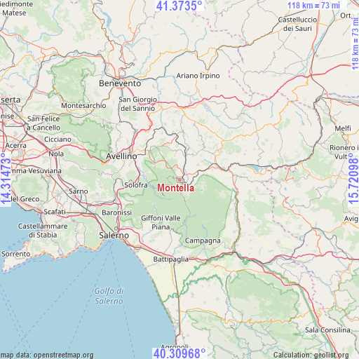 Montella on map