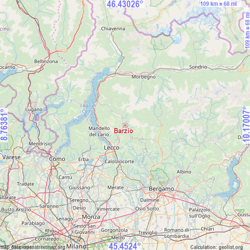 Barzio on map