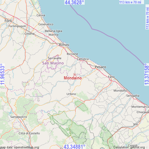 Mondaino on map