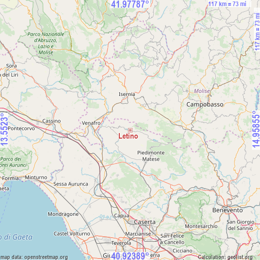 Letino on map